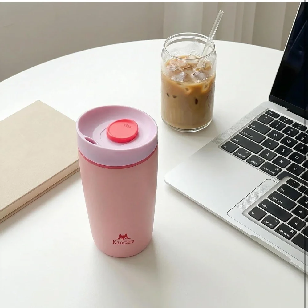 12 oz Travel insulated Tumbler with lid slider. Stainless steel coffee tumbler